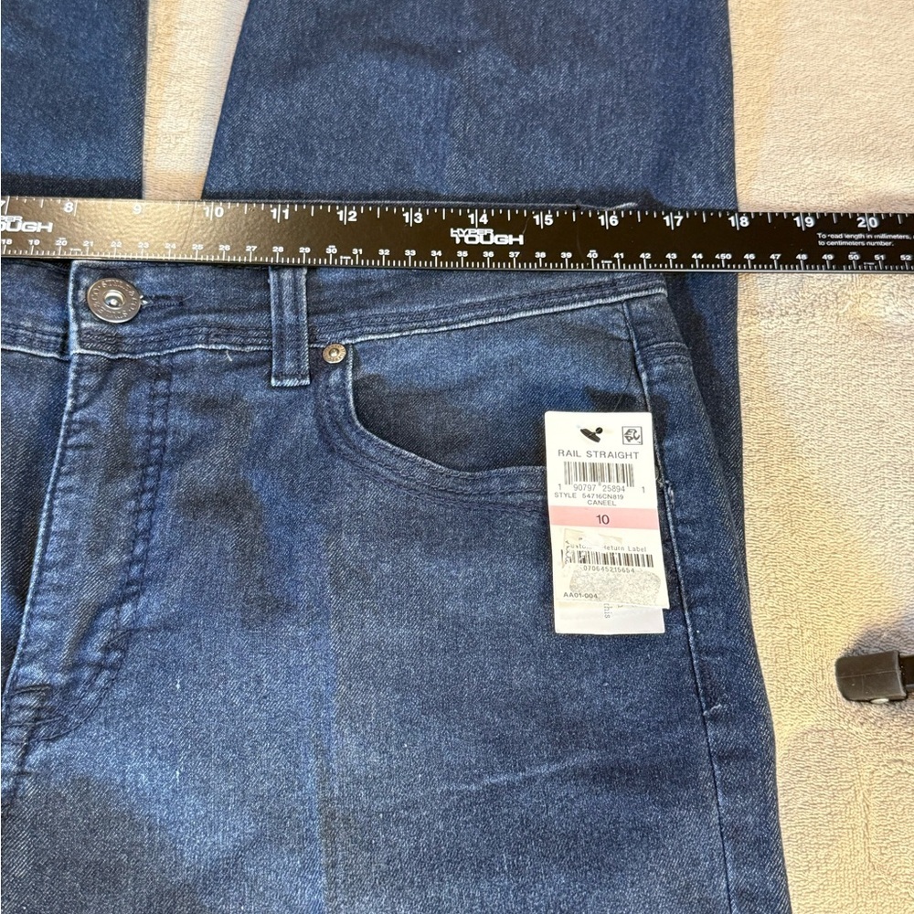 NWT Style & Co. Ladies Size 10 Rail Straight Dark Wash Mid-Rise Dress Jeans - Picture 6 of 13